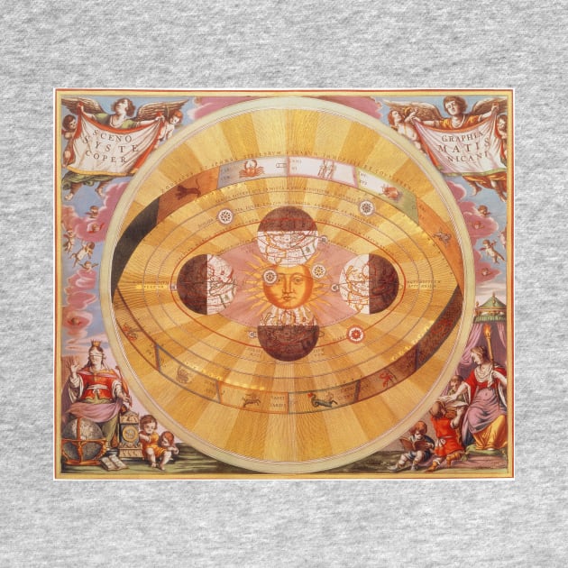 Antique Copernican Solar System by Andreas Cellarius from Harmonia Macrocosmica by MasterpieceCafe